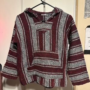 Burgundy & Grey Serape Sweater